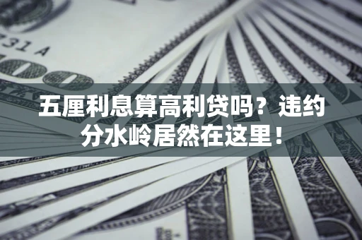 武汉五厘利息算高利贷吗？违约分水岭居然在这里！