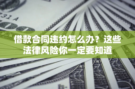 武汉借款合同违约怎么办？这些法律风险你一定要知道